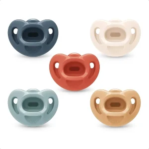 NUK Timel Comfy Silicone Pacifier – 100% One-Piece Design, BPA-Free (5-Pack, 0–6M)