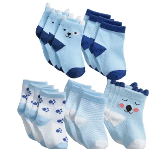 10-Pair Cartoon Baby Socks – Soft Cotton Short Socks for Boys & Girls (0–3 Years)