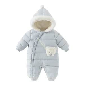 Dave & Bella Baby Down Jumpsuit – Hooded Winter Romper for Boys & Girls (2024 Collection)