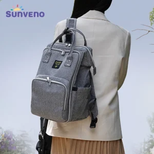 Sunveno Stylish Diaper Backpack – 20L Large Capacity Travel Bag for Moms & Dads
