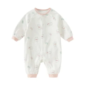 Dave & Bella 2025 Spring Cotton Baby Romper – Soft Animal Print Jumpsuit for Boys & Girls