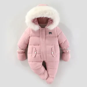 YBFSKID Plus Velvet Baby Jumpsuit – Warm Winter Snowsuit for Infants & Toddlers (0–3 Years)